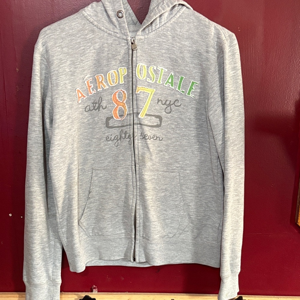 Aeropostale Kids Light Gray Zip-Up Hoodie